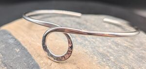 Vintage Mexico 925 Sterling Silver Hammered Cuff Bracelet Adjustable